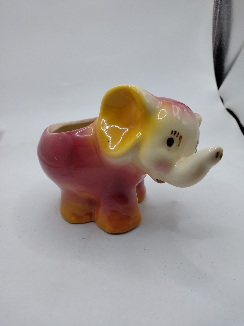 Ceramic Elephant Planter - Pink and Yellow